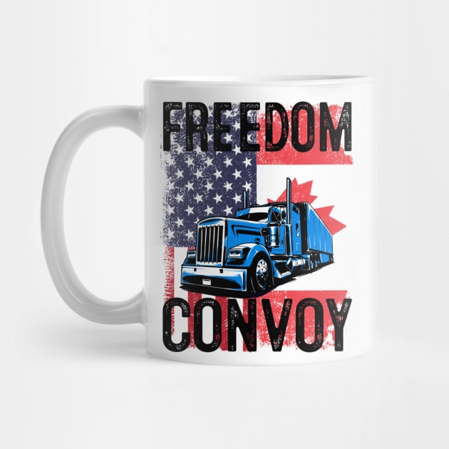 American Flag Canada Flag Freedom Convoy 2022 Trucker Driver by nvqdesigns